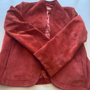 Elegant vintage 100% leather coral red Suede Women's Jacket
